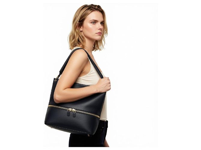 Borsa Hobo Nina in pelle nera Tom Ford con cerniere dorate Nero - vista 2