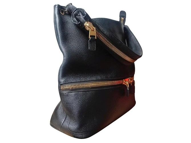 Borsa Hobo Nina in pelle nera Tom Ford con cerniere dorate Nero - vista 5