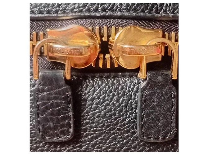 Borsa Hobo Nina in pelle nera Tom Ford con cerniere dorate Nero - vista 9