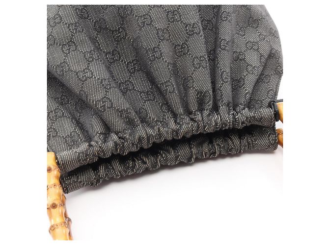 Borsa a tracolla Gucci Bamboo motivo GG Blu navy - vista 10
