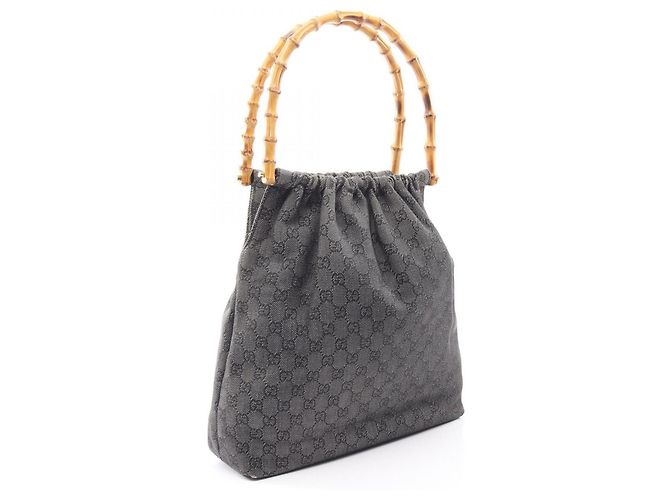 Borsa a tracolla Gucci Bamboo motivo GG Blu navy - vista 2