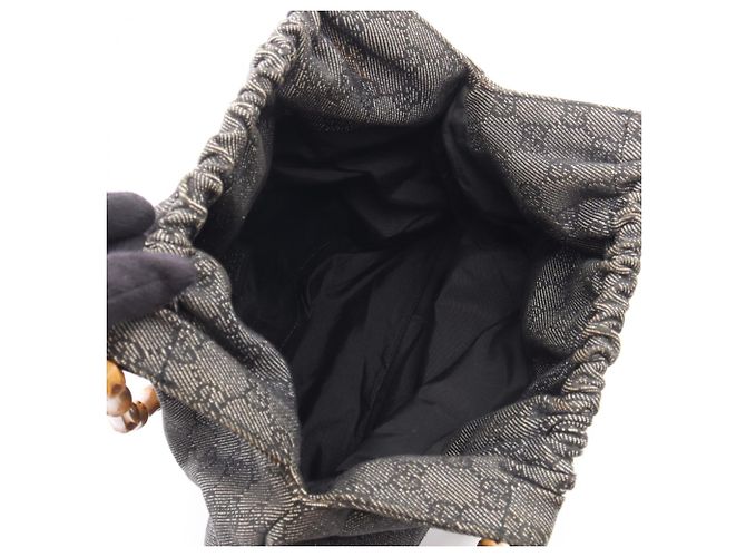 Borsa a tracolla Gucci Bamboo motivo GG Blu navy - vista 3