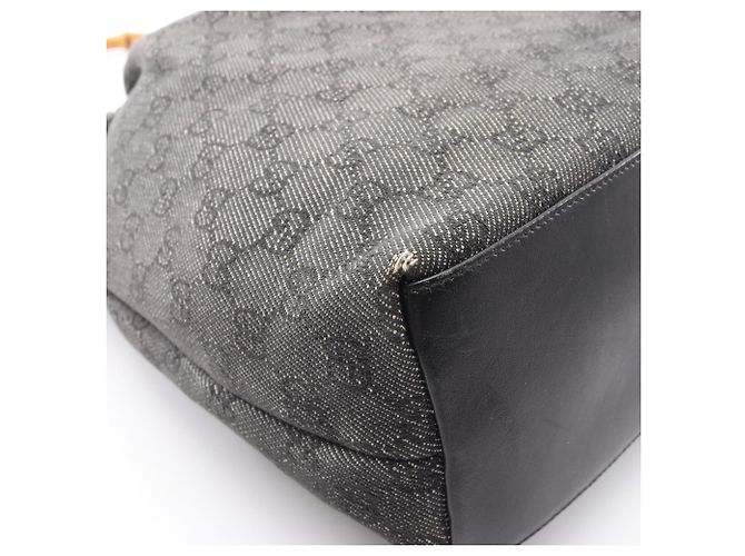 Borsa a tracolla Gucci Bamboo motivo GG Blu navy - vista 8