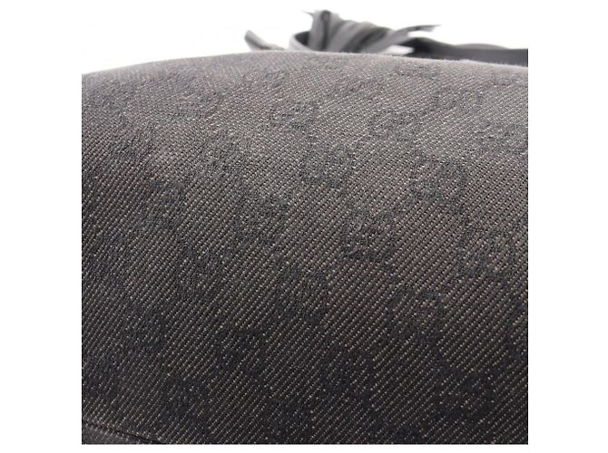 Bamboo Borsa Tote Gucci in denim nero e pelle - vista 8