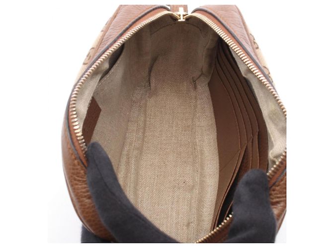Borsa a tracolla Gucci Bree GG Canvas Marrone Beige - vista 3