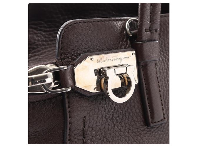 Borsa a 2 modi Salvatore Ferragamo Gancini Marrone - vista 7