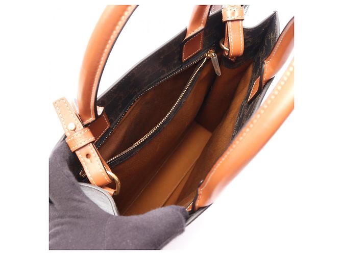 Céline Celine Small Vertical Cabas Triomphe Borsa Tote 2-Way Marrone Nero Bianco - vista 3