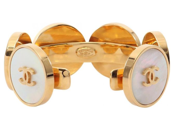 Pulsera rígida Chanel Coco Mark Blanco Dorado - vista 2