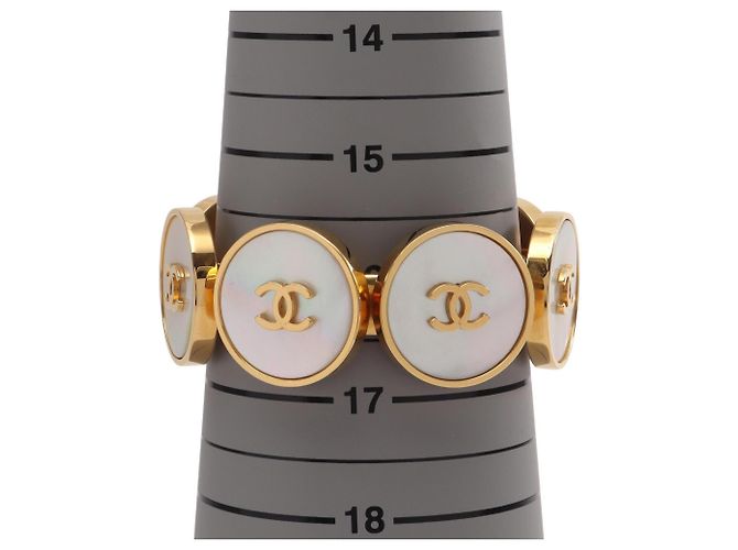 Pulsera rígida Chanel Coco Mark Blanco Dorado - vista 4
