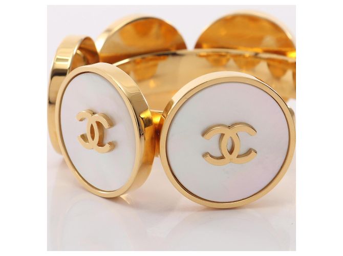 Pulsera rígida Chanel Coco Mark Blanco Dorado - vista 5