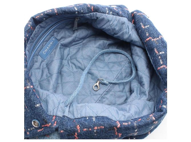 Borsa Chanel Matelassé 22 Large Denim Blu - vista 3