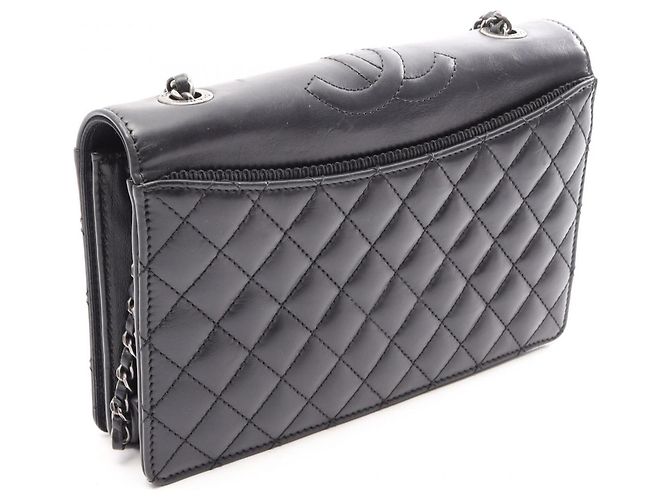 Borsa a tracolla Chanel Matelassé in agnello nero - vista 2