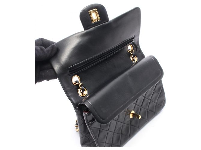 Borsa a Spalla Chanel Matelassé Double Flap Nero - vista 8