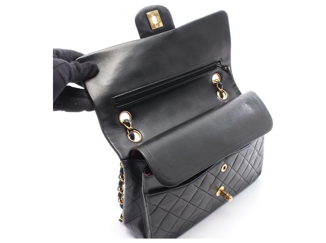 Timeless Borsa a Spalla Chanel Matelassé Double Flap Nero - vista 7