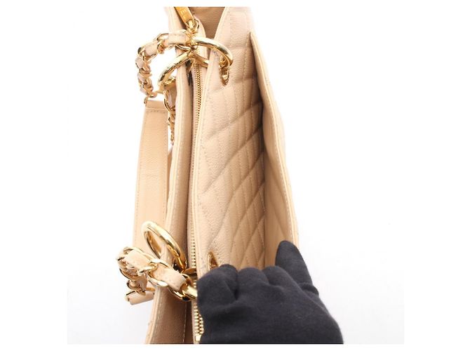 Borsa Tote Chanel Matelassé Grand Shopping GST Beige - vista 6