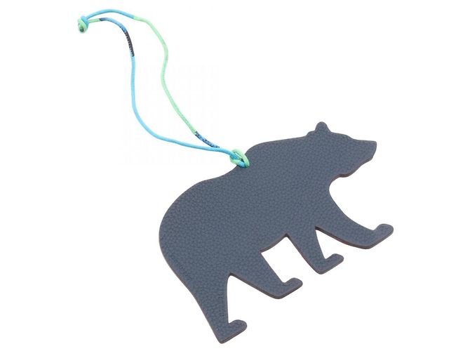 Hermès Accessorio Portachiavi Orsetto Petit H Hermes Verde Blu navy - vista 2