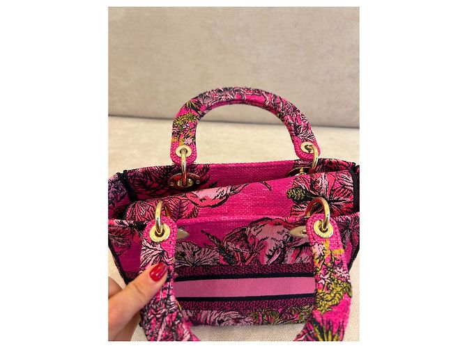 Borsa Christian Dior Lady D-Lite Mini Toile de Jouy Voyage - Rosa Multicolore - vista 11