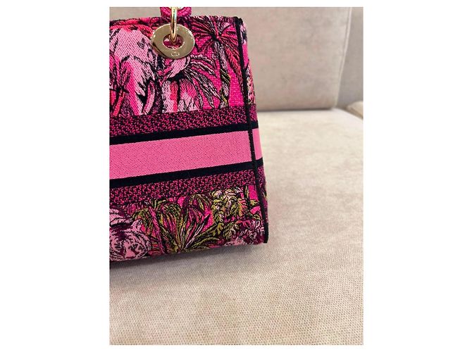 Borsa Christian Dior Lady D-Lite Mini Toile de Jouy Voyage - Rosa Multicolore - vista 13