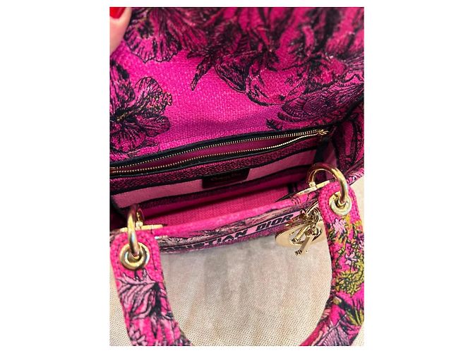 Borsa Christian Dior Lady D-Lite Mini Toile de Jouy Voyage - Rosa Multicolore - vista 14