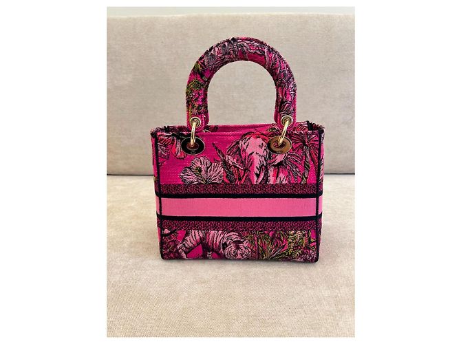Borsa Christian Dior Lady D-Lite Mini Toile de Jouy Voyage - Rosa Multicolore - vista 2