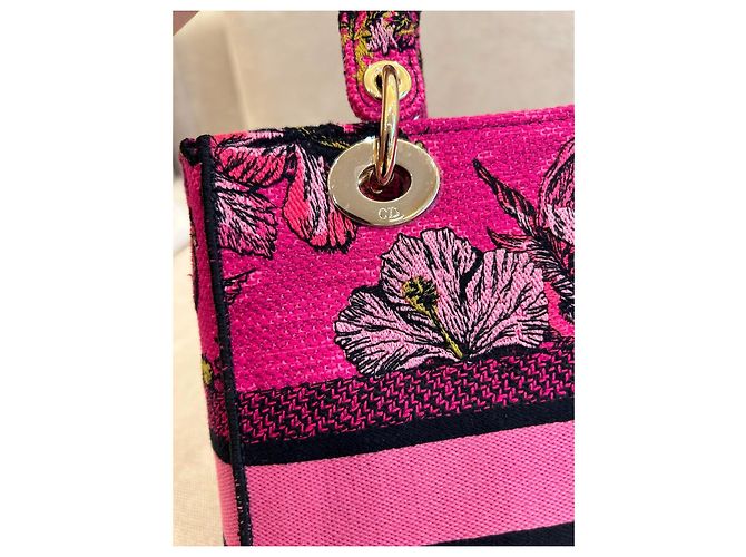 Borsa Christian Dior Lady D-Lite Mini Toile de Jouy Voyage - Rosa Multicolore - vista 3