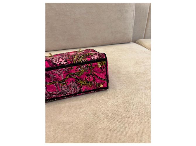 Borsa Christian Dior Lady D-Lite Mini Toile de Jouy Voyage - Rosa Multicolore - vista 5