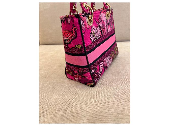 Borsa Christian Dior Lady D-Lite Mini Toile de Jouy Voyage - Rosa Multicolore - vista 6