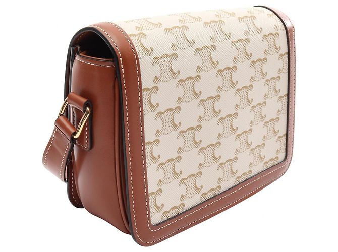 Céline Borsa a Spalla Celine Teen Triomphe Marrone Bianco Beige - vista 2
