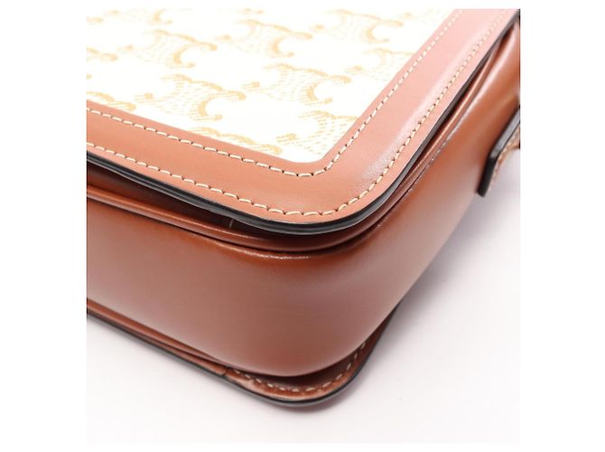 Céline Borsa a Spalla Celine Teen Triomphe Marrone Bianco Beige - vista 6