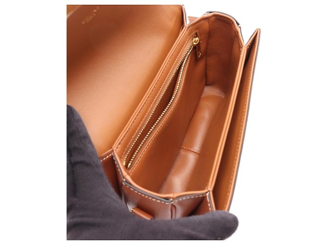 Céline Bolso de Hombro Celine Teen Triomphe Castaño Blanco Beige - vista 3