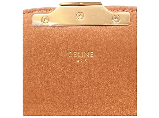 Céline Bolso de Hombro Celine Teen Triomphe Castaño Blanco Beige - vista 4