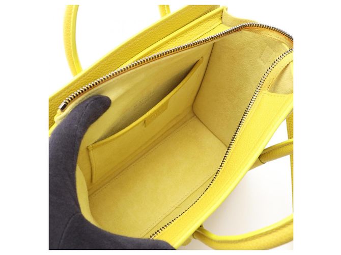 Céline Borsa Celine Luggage Nano Shopper 2-Way Giallo - vista 3