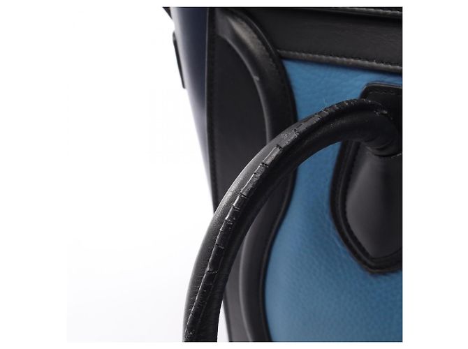 Céline Borsa Tote Celine Luggage Micro Shopper Nero Blu Blu navy - vista 11