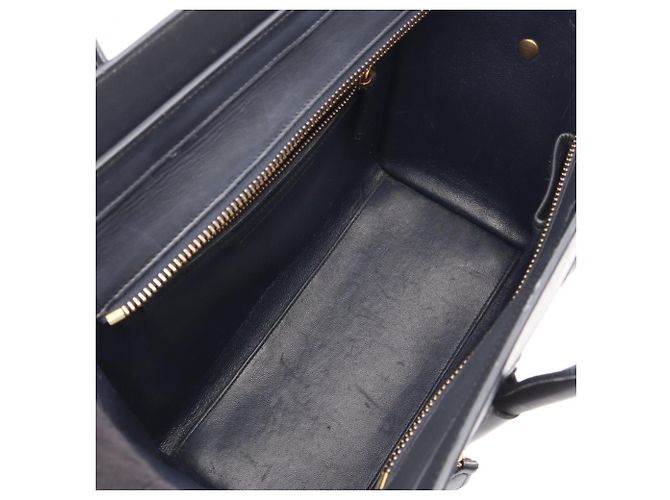 Céline Borsa Tote Celine Luggage Micro Shopper Nero Blu Blu navy - vista 3
