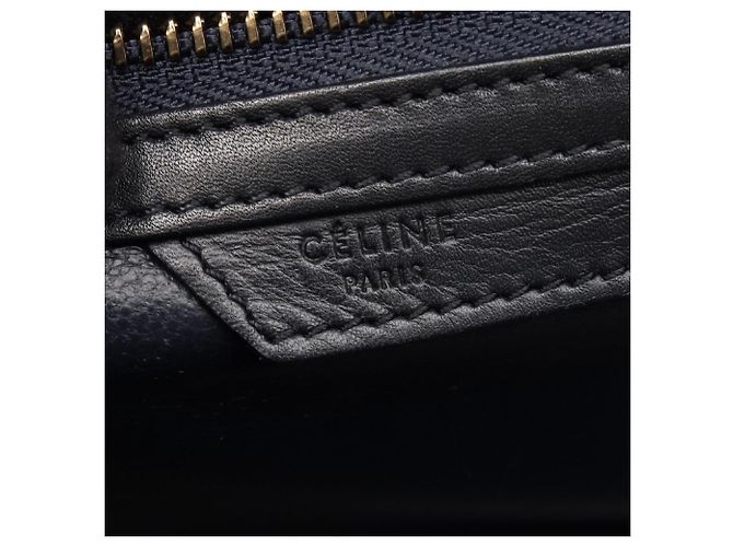 Céline Borsa Tote Celine Luggage Micro Shopper Nero Blu Blu navy - vista 4