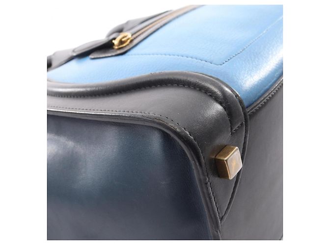 Céline Borsa Tote Celine Luggage Micro Shopper Nero Blu Blu navy - vista 5