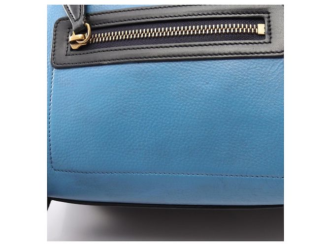 Céline Borsa Tote Celine Luggage Micro Shopper Nero Blu Blu navy - vista 6