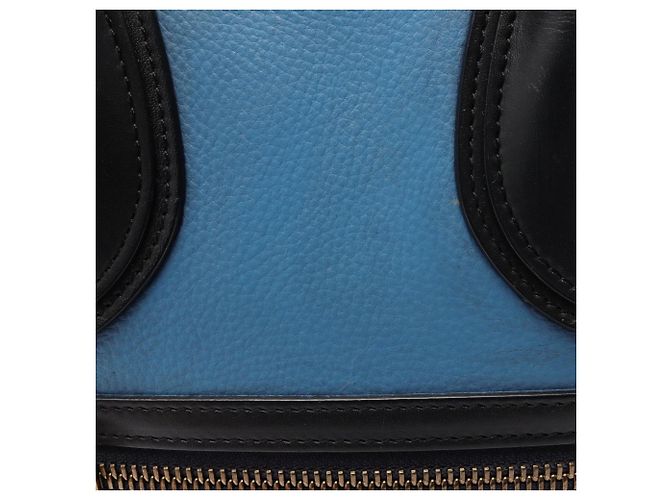 Céline Borsa Tote Celine Luggage Micro Shopper Nero Blu Blu navy - vista 7