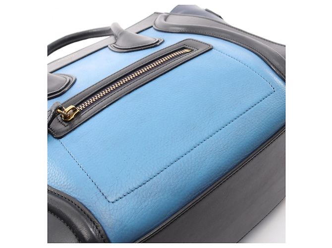 Céline Borsa Tote Celine Luggage Micro Shopper Nero Blu Blu navy - vista 8
