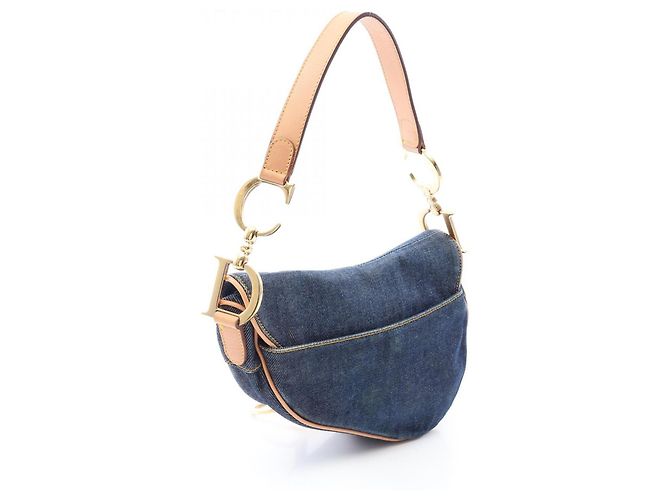 Borsa Christian Dior Saddle Marrone Blu navy - vista 2