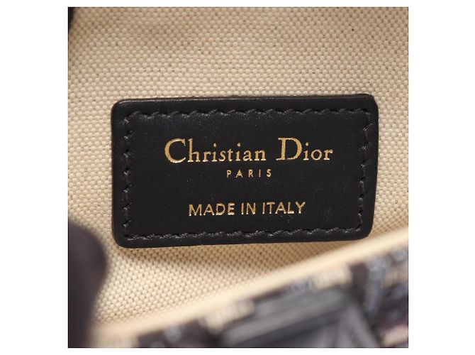 Borsa Christian Dior Dior Saddle Bag Mini Oblique Jacquard Beige Blu navy - vista 4