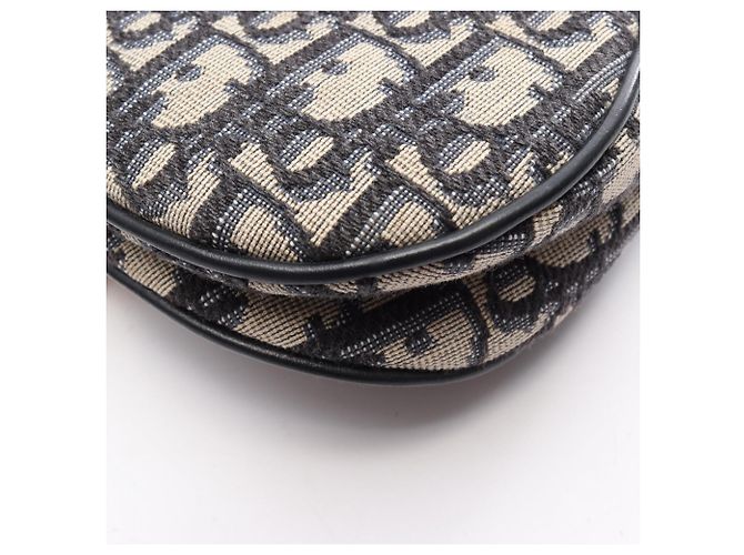 Borsa Christian Dior Dior Saddle Bag Mini Oblique Jacquard Beige Blu navy - vista 6
