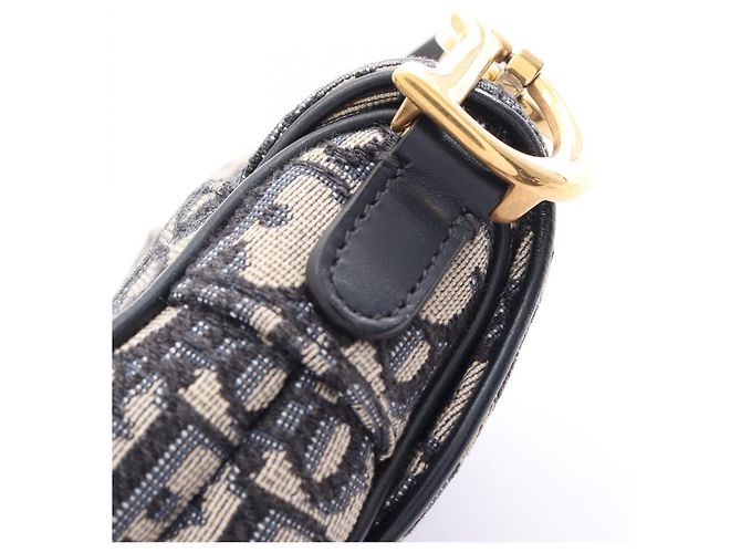 Borsa Christian Dior Dior Saddle Bag Mini Oblique Jacquard Beige Blu navy - vista 7