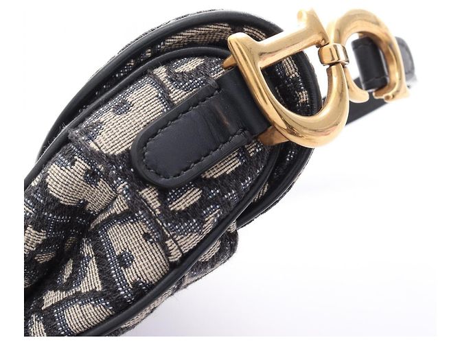 Borsa Christian Dior Dior Saddle Bag Mini Oblique Jacquard Beige Blu navy - vista 8
