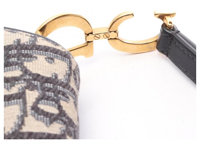 Borsa Christian Dior Dior Saddle Bag Mini Oblique Jacquard Beige Blu navy - vista 9