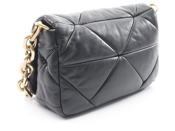 Bolsa de ombro 2-Way em couro acolchoado Prada Preto - vista 2