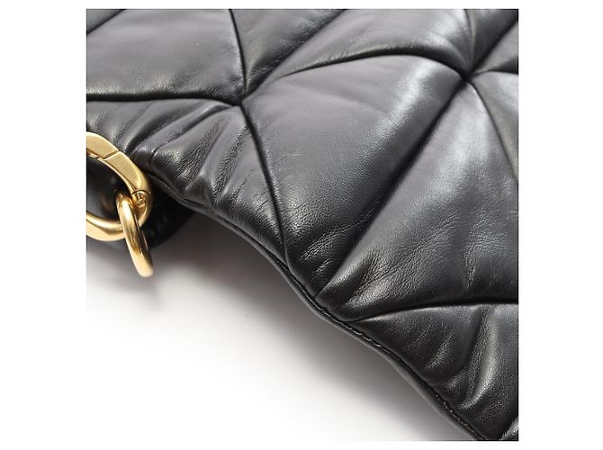 Bolsa de ombro 2-Way em couro acolchoado Prada Preto - vista 8