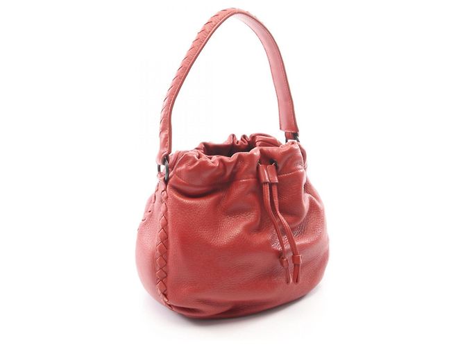 Borsa a tracolla con coulisse Bottega Veneta Intrecciato Rosso - vista 2