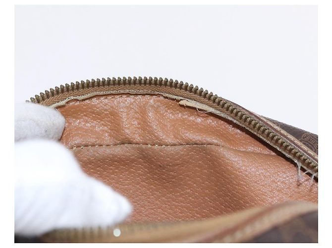 Céline Borsa a Spalla CELINE Macadam Canvas PVC Pelle Marrone Oro Auth BA14313 D'oro - vista 12