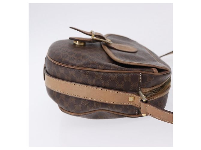 Céline Borsa a Spalla CELINE Macadam Canvas PVC Pelle Marrone Oro Auth BA14313 D'oro - vista 3